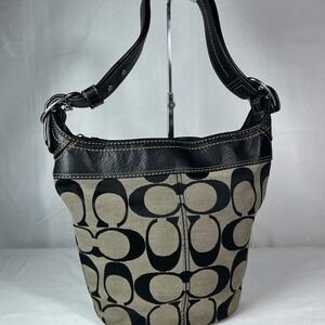 Coach Black and Tan Bucket Shoulder Bag